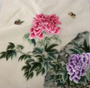 Triptych(3pieces)Hand Su Embroidery Art:lotus birds watertown peony mountain fruits 50cm