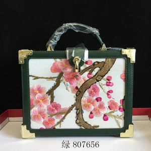 Fashionable hand su embroidery oxen leather bag retro antique box handbag female shoulderbag