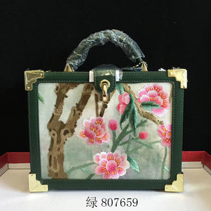 Fashionable hand su embroidery oxen leather bag retro antique box handbag female shoulderbag