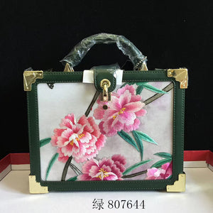 Fashionable hand su embroidery oxen leather bag retro antique box handbag female shoulderbag