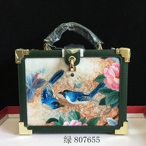 Fashionable hand su embroidery oxen leather bag retro antique box handbag female shoulderbag