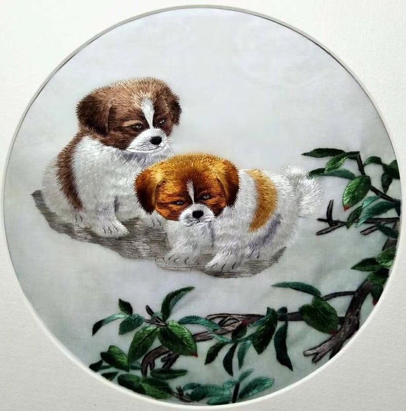 Two-sided reversible hand su embroidery:lady flowers birds animals landscapes still life 20cm 131118