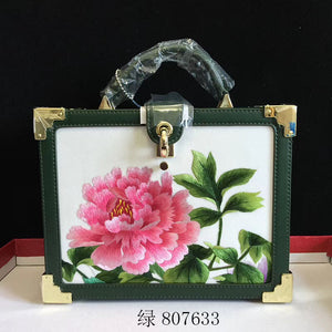 Fashionable hand su embroidery oxen leather bag retro antique box handbag female shoulderbag