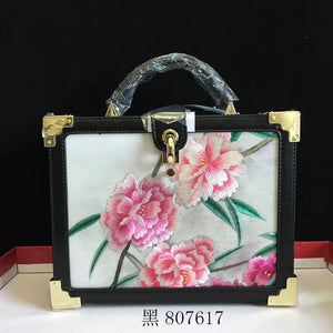 Fashionable hand su embroidery oxen leather bag retro antique box handbag female shoulderbag