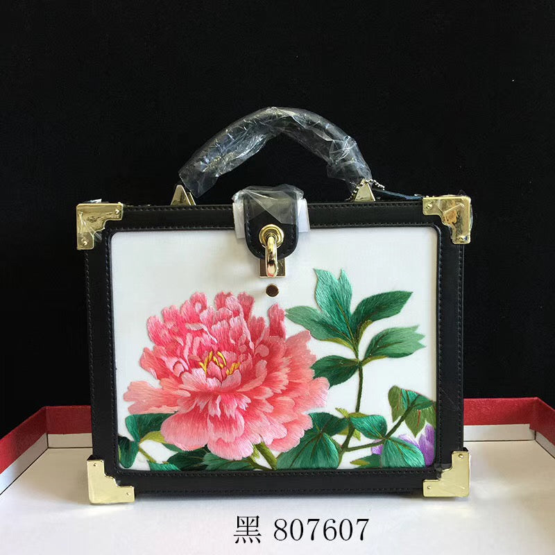 Fashionable hand su embroidery oxen leather bag retro antique box handbag female shoulderbag