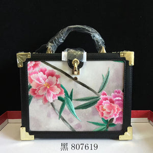 Fashionable hand su embroidery oxen leather bag retro antique box handbag female shoulderbag