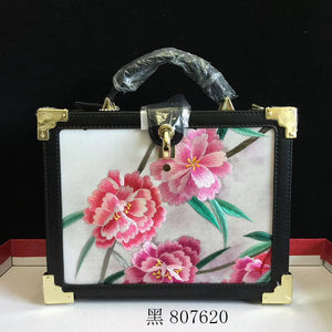 Fashionable hand su embroidery oxen leather bag retro antique box handbag female shoulderbag