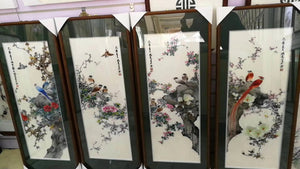 Hand Su Embroidery 4screens(1set) Art:flower birds mountains etc. 80cm 131118