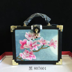 Fashionable hand su embroidery oxen leather bag retro antique box handbag female shoulderbag