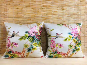 Chinese 100% hand embroidered Su Embroidery silk pillow covers flower butterfly 1piece 131118