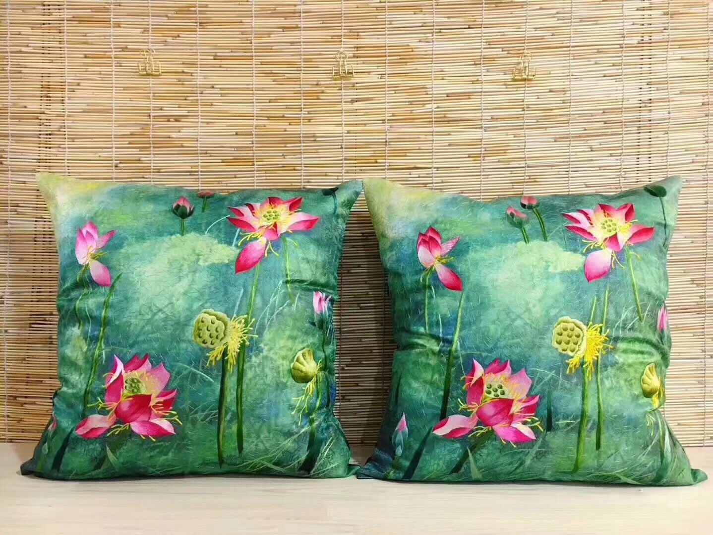 Chinese 100% hand embroidered Su Embroidery silk pillow covers flower butterfly 1piece 131118