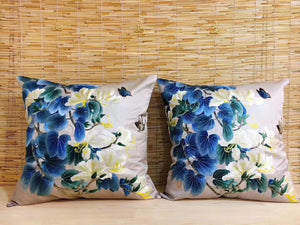 Chinese 100% hand embroidered Su Embroidery silk pillow covers flower butterfly 1piece 131118