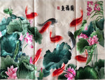 Delicate Hand embroidered silk Su Embroidery Art:fishes lotus flower 75cm