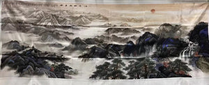 Hand Su Embroidery Art:Great Wall pandas trees mountain landscape 160cm