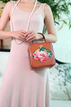 Hand su embroidery cowhide women's handbag shoulderbag square bag ancient art Literature