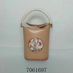 Classic hand su embroidery metal cowhide bag mini bucket pail shoulderbag handbag