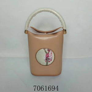 Classic hand su embroidery metal cowhide bag mini bucket pail shoulderbag handbag