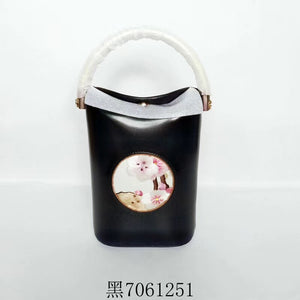 Classic hand su embroidery metal cowhide bag mini bucket pail shoulderbag handbag