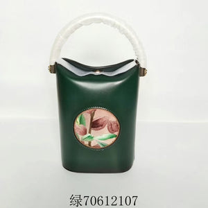 Classic hand su embroidery metal cowhide bag mini bucket pail shoulderbag handbag