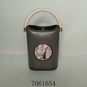 Classic hand su embroidery metal cowhide bag mini bucket pail shoulderbag handbag