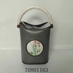 Classic hand su embroidery metal cowhide bag mini bucket pail shoulderbag handbag