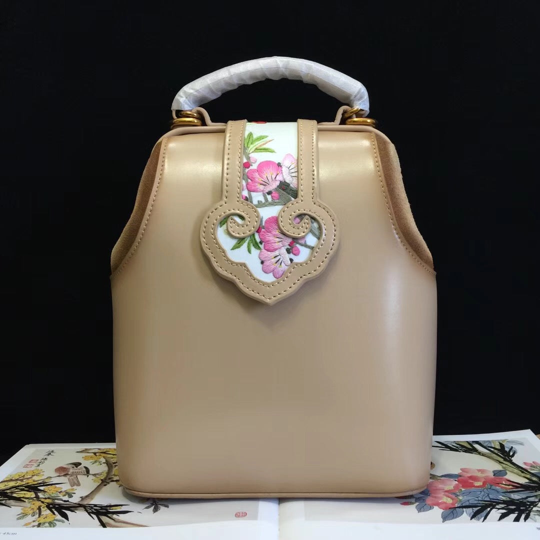 Classic hand su embroidery multi function cowhide bag shoulderbag handbag