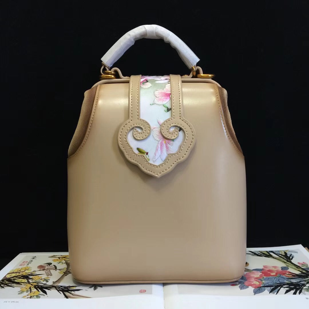 Classic hand su embroidery multi function cowhide bag shoulderbag handbag