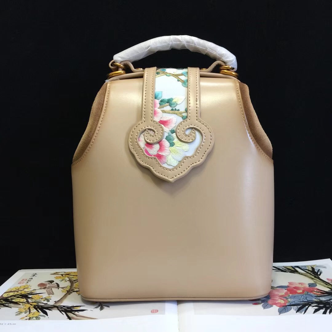 Classic hand su embroidery multi function cowhide bag shoulderbag handbag