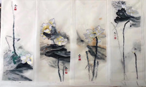 Delicate Hand Su Embroidery 4screens(1set) Art:flower birds still life 80cm