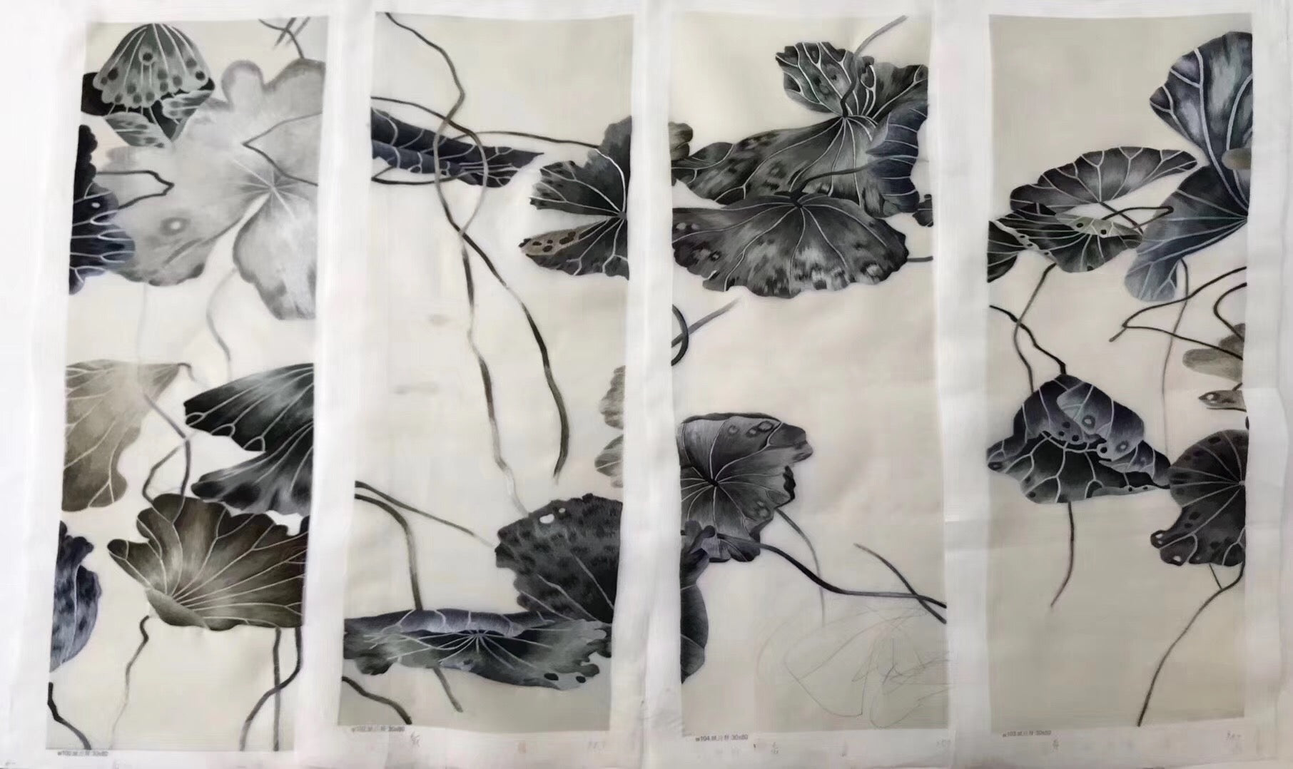 Delicate Hand Su Embroidery 4screens(1set) Art:flower birds still life 80cm