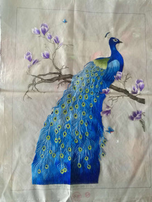 Declicate fashion Hand embroideried Suzhou Embroidery Art:blue peacock