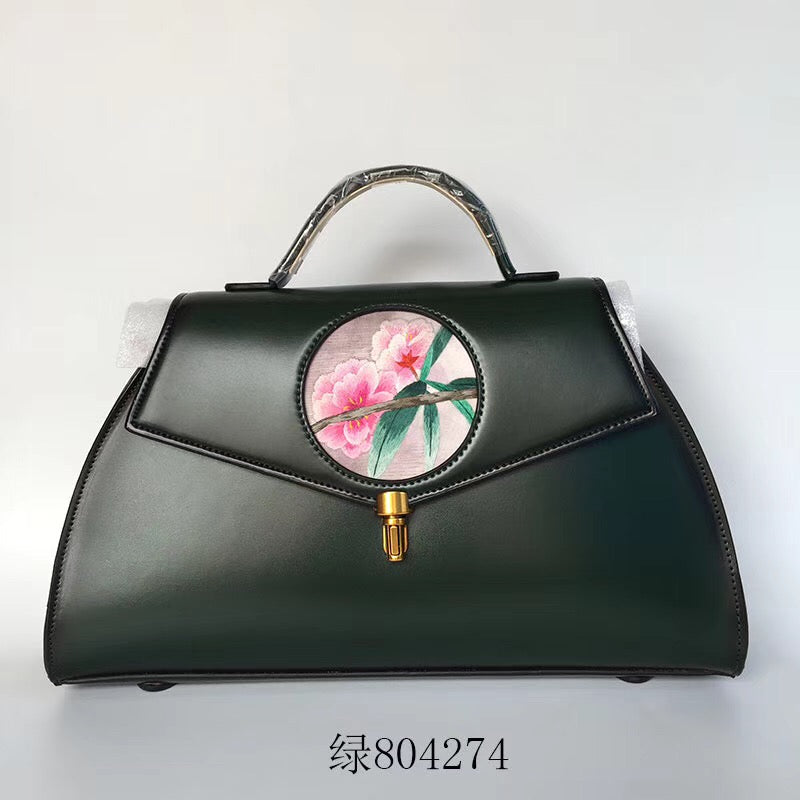 Su hand embroidery cowhide bag retro ethnic Chinese style handbag sholderbag