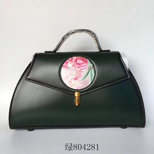 Su hand embroidery cowhide bag retro ethnic Chinese style handbag sholderbag