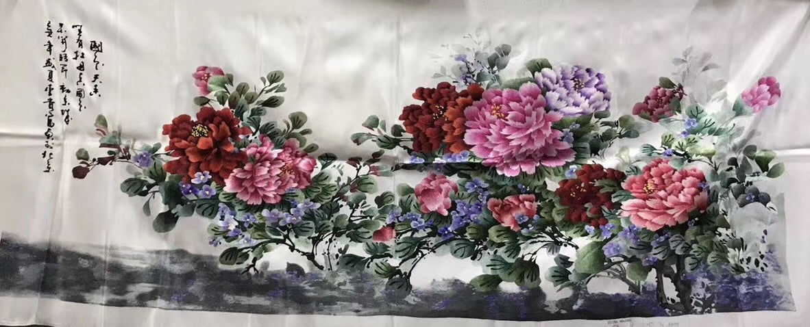 Chinese Totally 100% Hand Embroidered Su Embroidery Art:fishes lotus peony 160cm