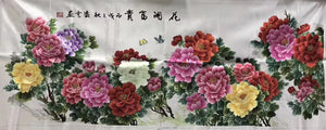 Chinese Totally 100% Hand Embroidered Su Embroidery Art:fishes lotus peony 160cm