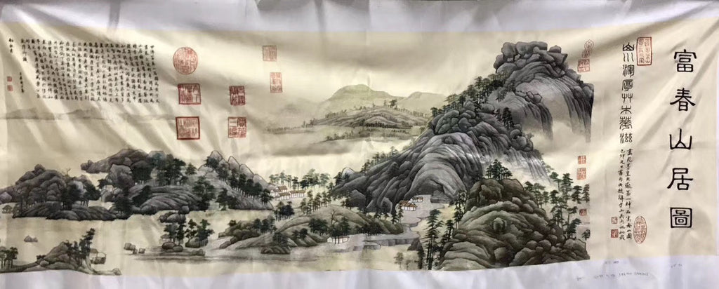 Big Hand Su Embroidery Art:Great Wall trees mountain waterfall landscape 160cm