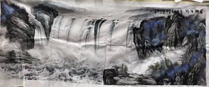 Big Hand Su Embroidery Art:Great Wall trees mountain waterfall landscape 160cm