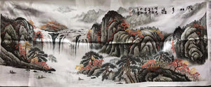 Big Hand Su Embroidery Art:Great Wall trees mountain waterfall landscape 160cm