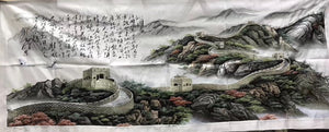 Big Hand Su Embroidery Art:Great Wall trees mountain waterfall landscape 160cm