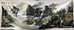 Big Hand Su Embroidery Art:Great Wall trees mountain waterfall landscape 160cm