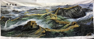 Big Hand Su Embroidery Art:Great Wall trees mountain waterfall landscape 160cm