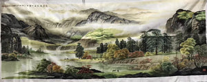 Big Hand Su Embroidery Art:Great Wall trees mountain waterfall landscape 160cm