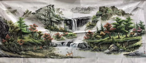 Big Hand Su Embroidery Art:Great Wall trees mountain waterfall landscape 160cm