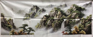 Big Hand Su Embroidery Art:Great Wall trees mountain waterfall landscape 160cm