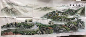 Big Hand Su Embroidery Art:Great Wall trees mountain waterfall landscape 160cm