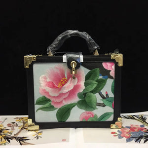 Fashionable hand su embroidery oxen leather bag retro antique box handbag female shoulderbag