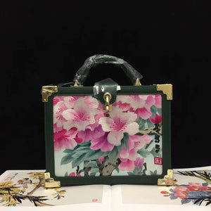 Fashionable hand su embroidery oxen leather bag retro antique box handbag female shoulderbag