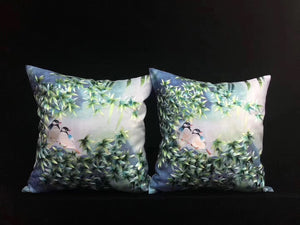 Chinese 100% hand embroidered Su Embroidery silk pillow covers flower butterfly 1piece