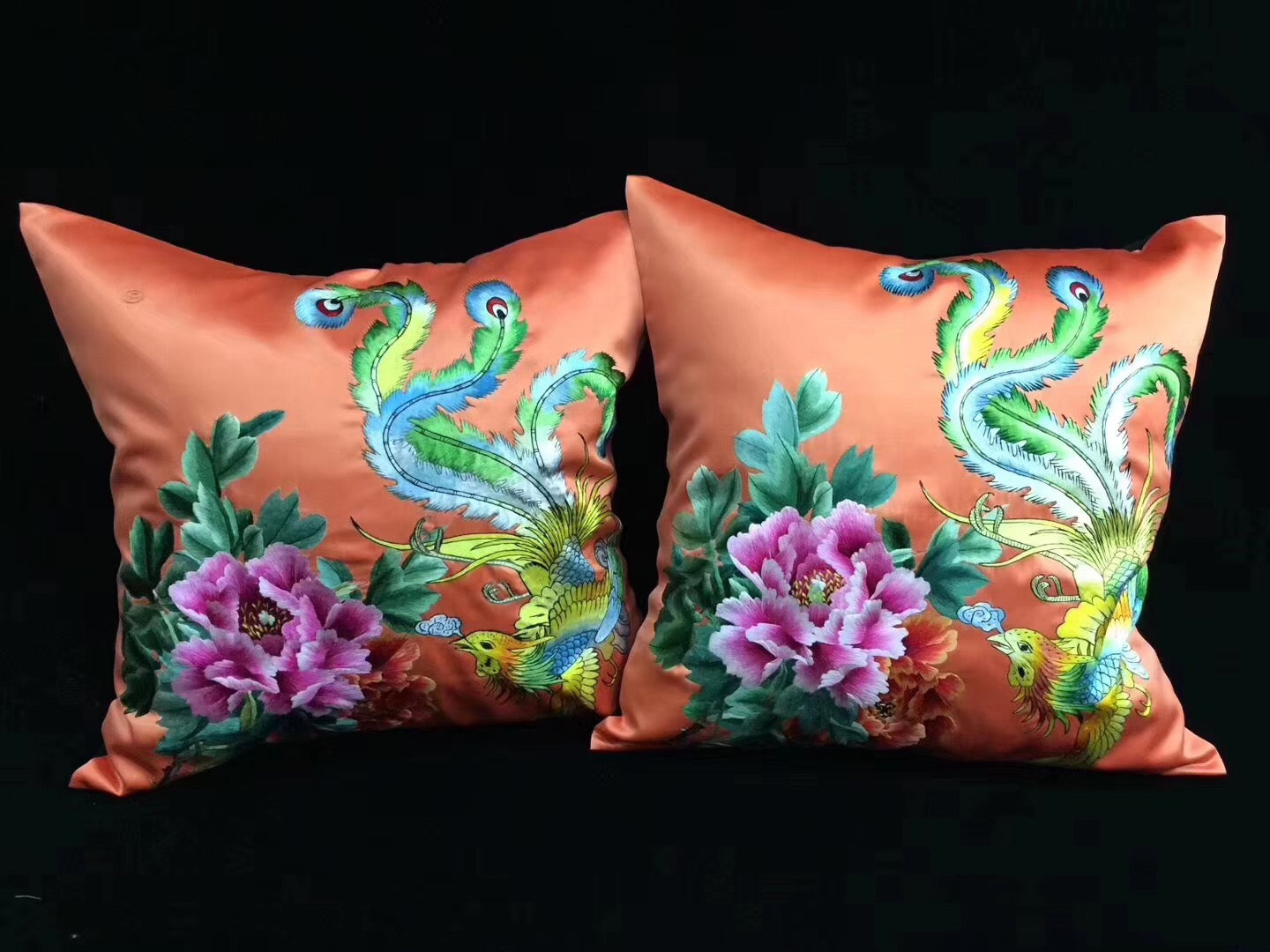 Chinese 100% hand embroidered Su Embroidery silk pillow covers flower butterfly 1piece