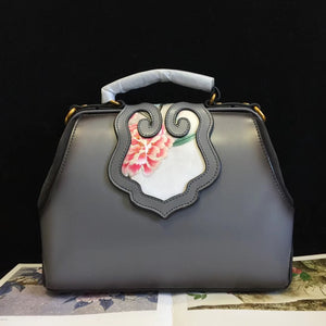 Classic hand embroidered su embroidery gray cowhide bag shoulder bag handbag